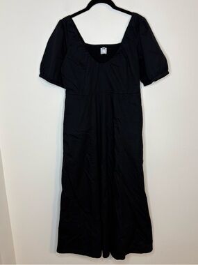 Old Navy NWT Black Maxi Dress Puff Short Sleeve Smocked Back Size Medium